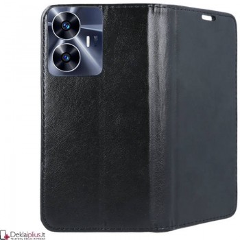Telone dirbtinos odos dėklas - juodas (Realme C55)
